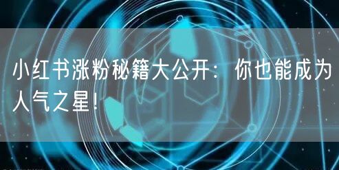 小红书涨粉秘籍大公开：你也能成为人气之星！