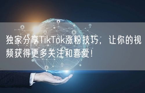 独家分享TikTok涨粉技巧，让你的视频获得更多关注和喜爱！