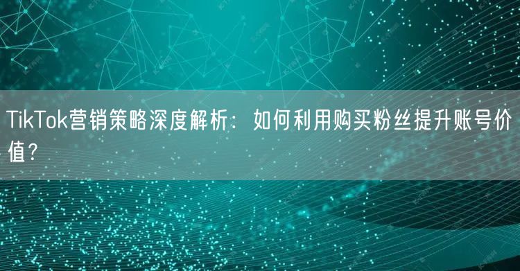 TikTok营销策略深度解析：如何利用购买粉丝提升账号价值？