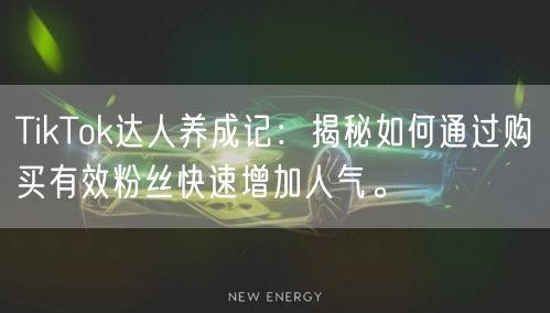 TikTok达人养成记：揭秘如何通过购买有效粉丝快速增加人气。