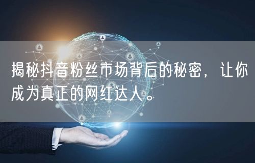 揭秘抖音粉丝市场背后的秘密，让你成为真正的网红达人。