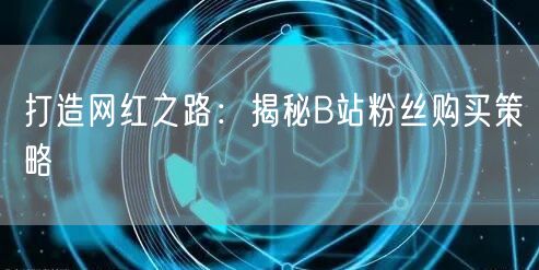 打造网红之路：揭秘B站粉丝购买策略
