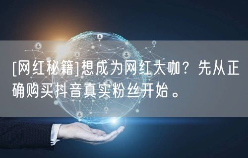 [网红秘籍]想成为网红大咖？先从正确购买抖音真实粉丝开始。