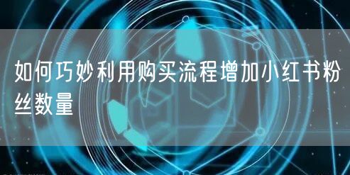 如何巧妙利用购买流程增加小红书粉丝数量
