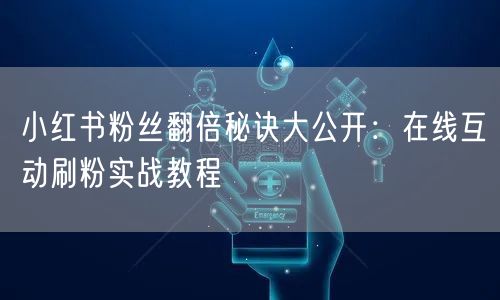 小红书粉丝翻倍秘诀大公开：在线互动刷粉实战教程