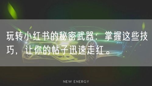 玩转小红书的秘密武器：掌握这些技巧，让你的帖子迅速走红。